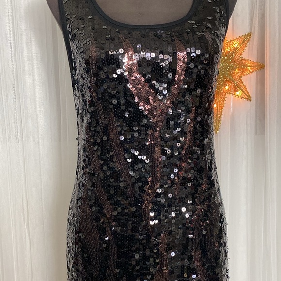 Moon Collection live in California! Black/brown sequins in front dress! Size S - Picture 4 of 10